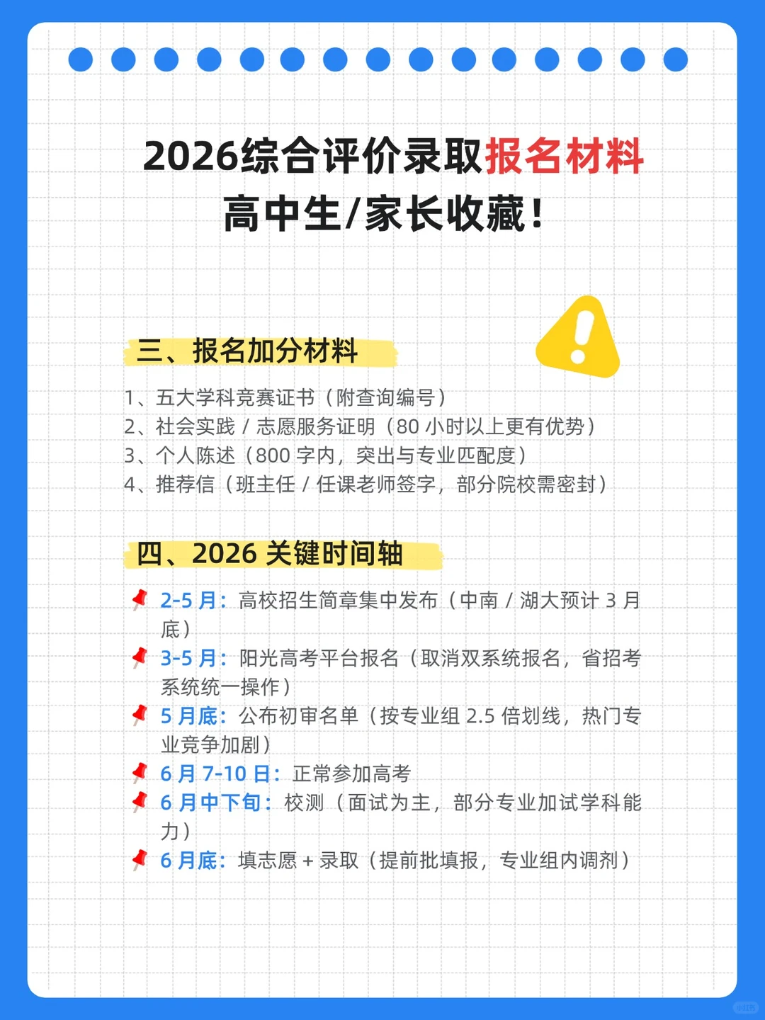 2026高考综评报名材料清单！漏一项直接淘汰