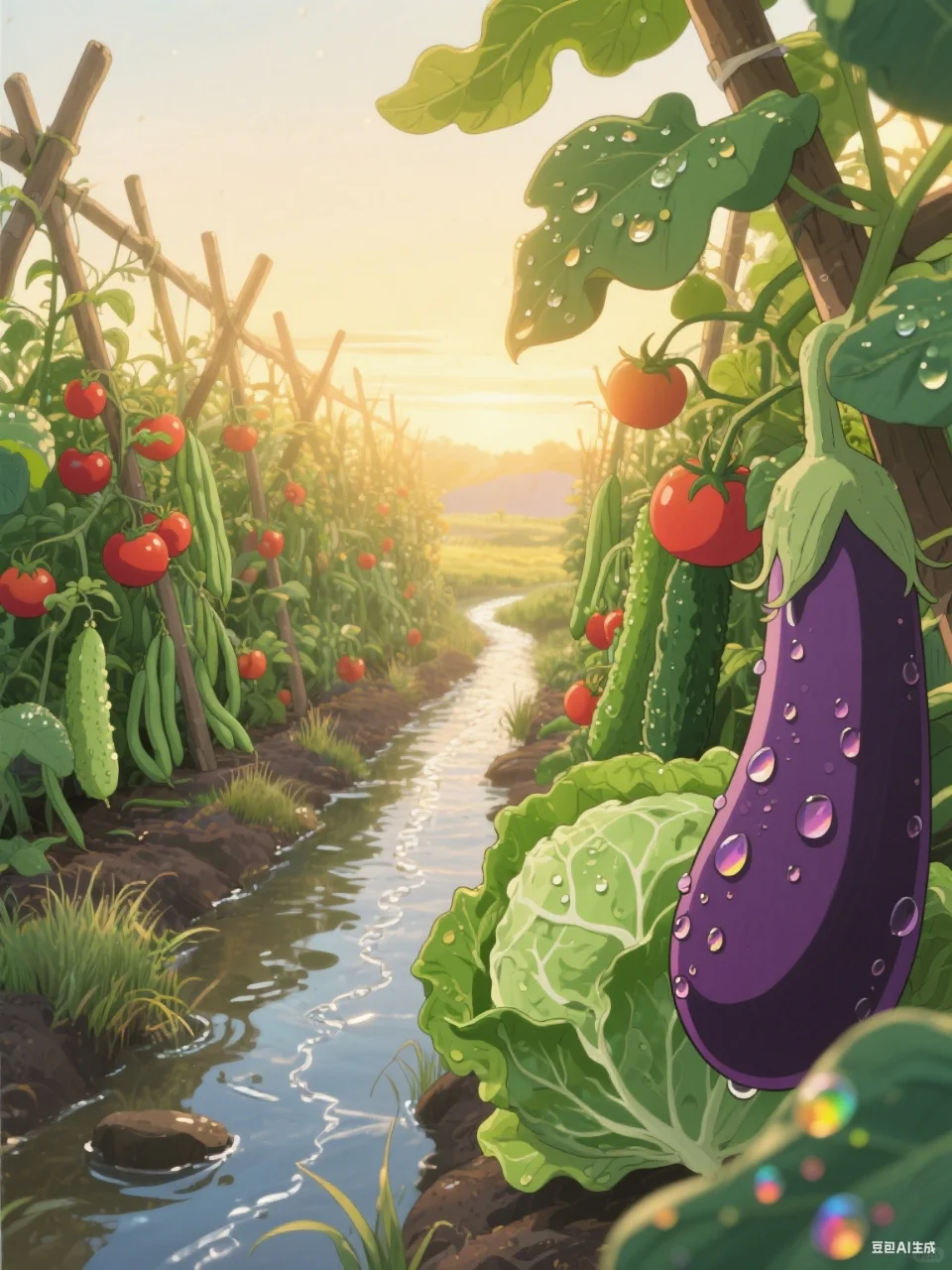 ? 层叠绿意间，晨露在果蔬上跳舞 