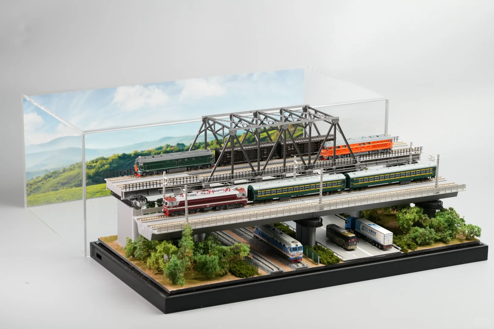 【N比例】火车模型 铁路交通枢纽场景展示盒