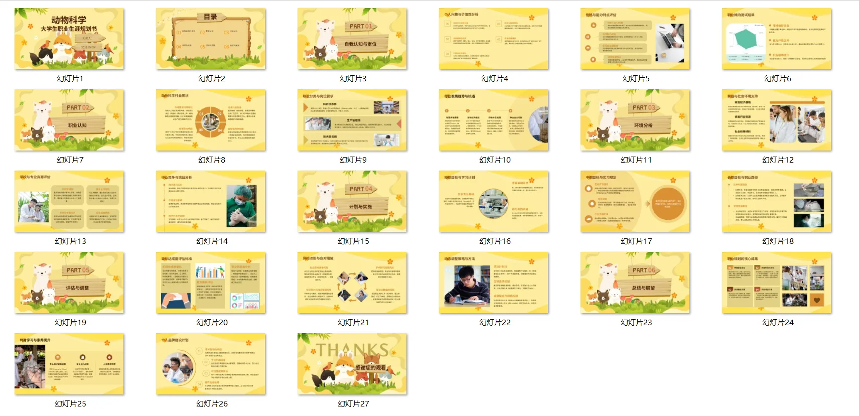 动物科学大学生职业生涯规划书word＋PPT