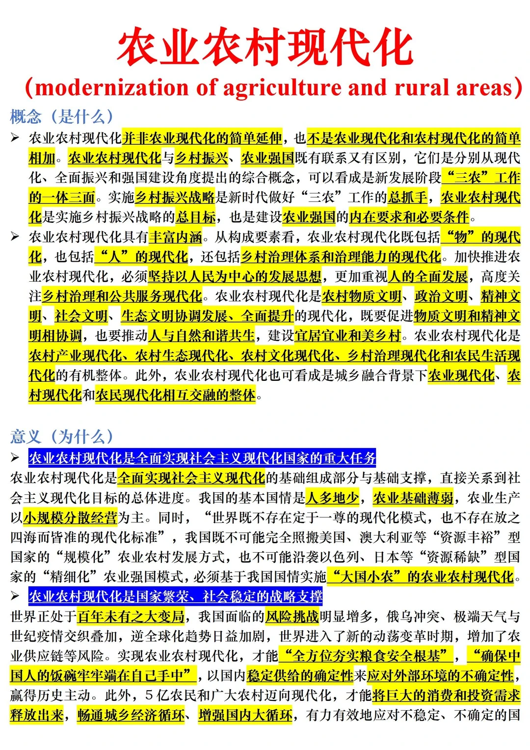 【三农时政积累】农业农村现代化