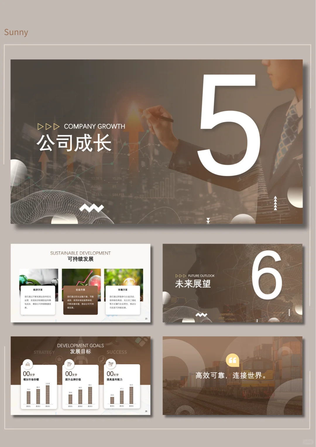 棕色铁路运输物流公司介绍工作总结PPT