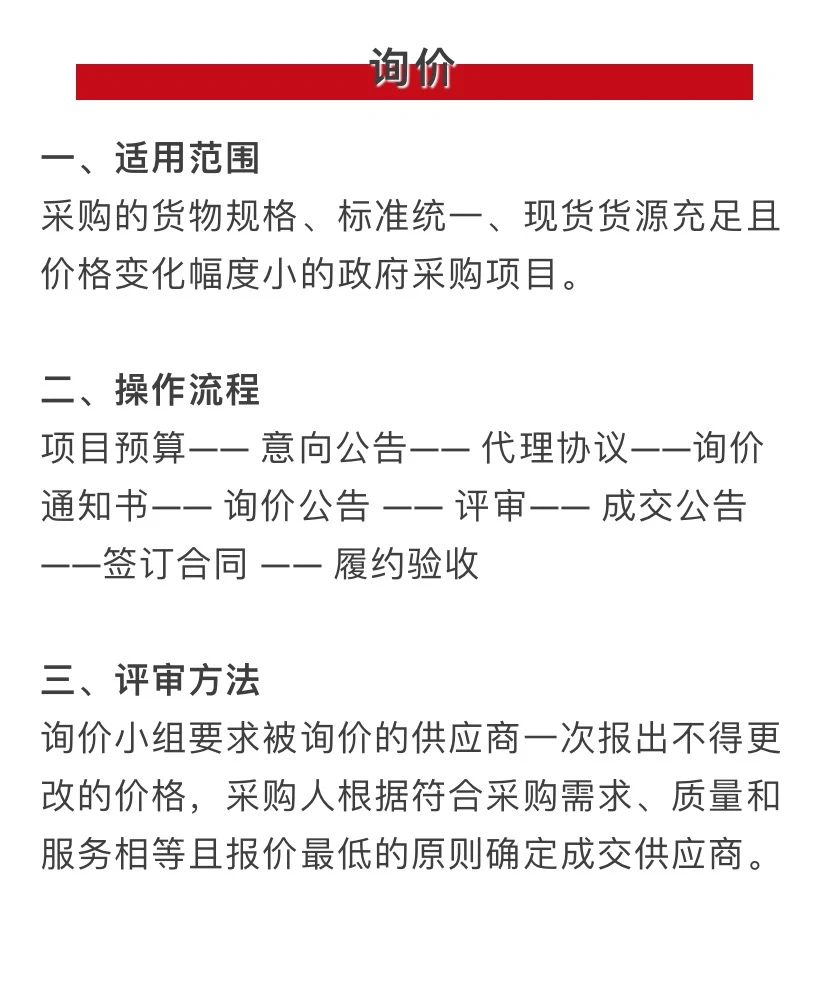 七种政府采购方式及评审方法