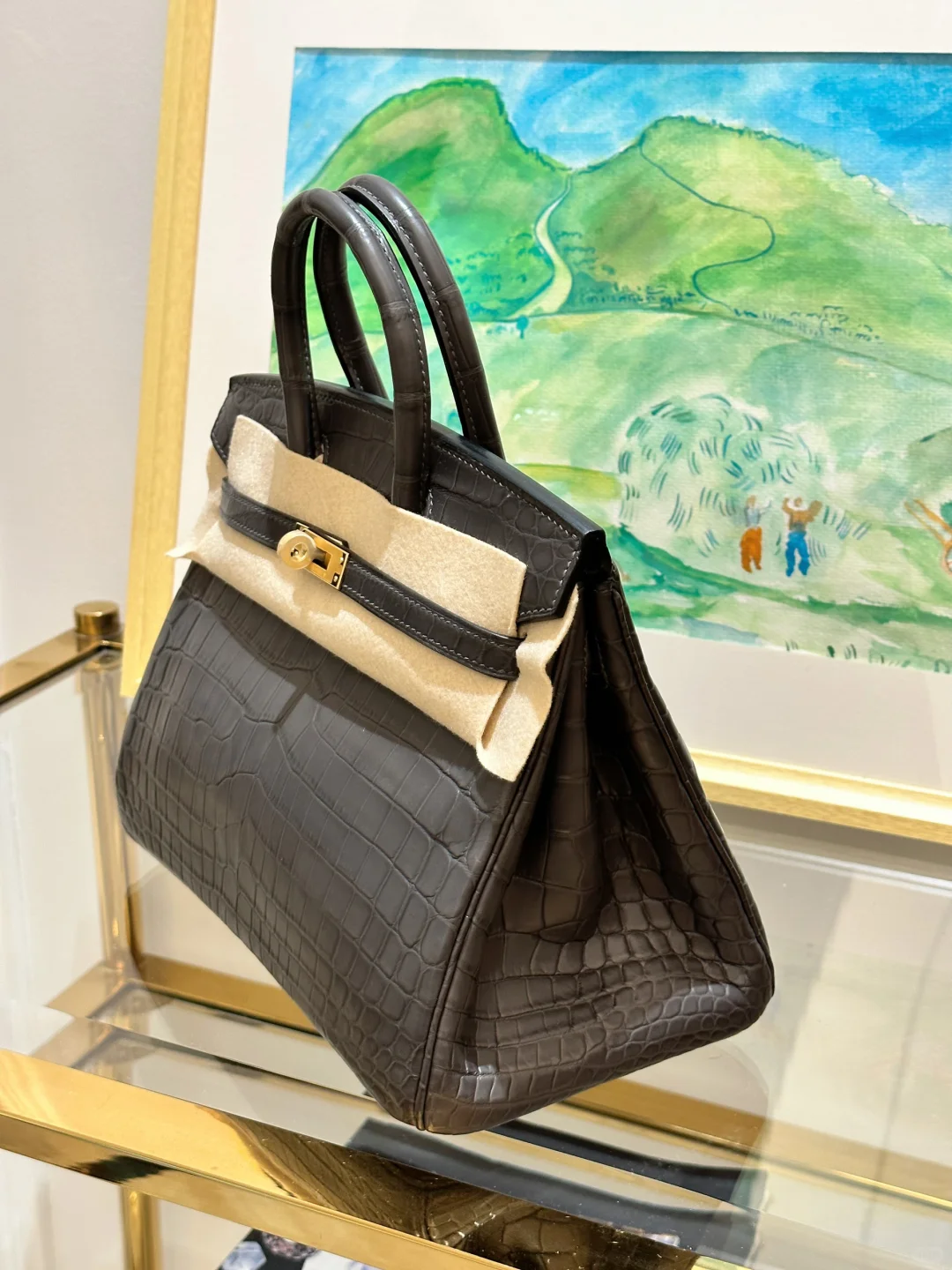 石墨灰尼罗鳄Birkin｜金扣配灰调贵气到犯规