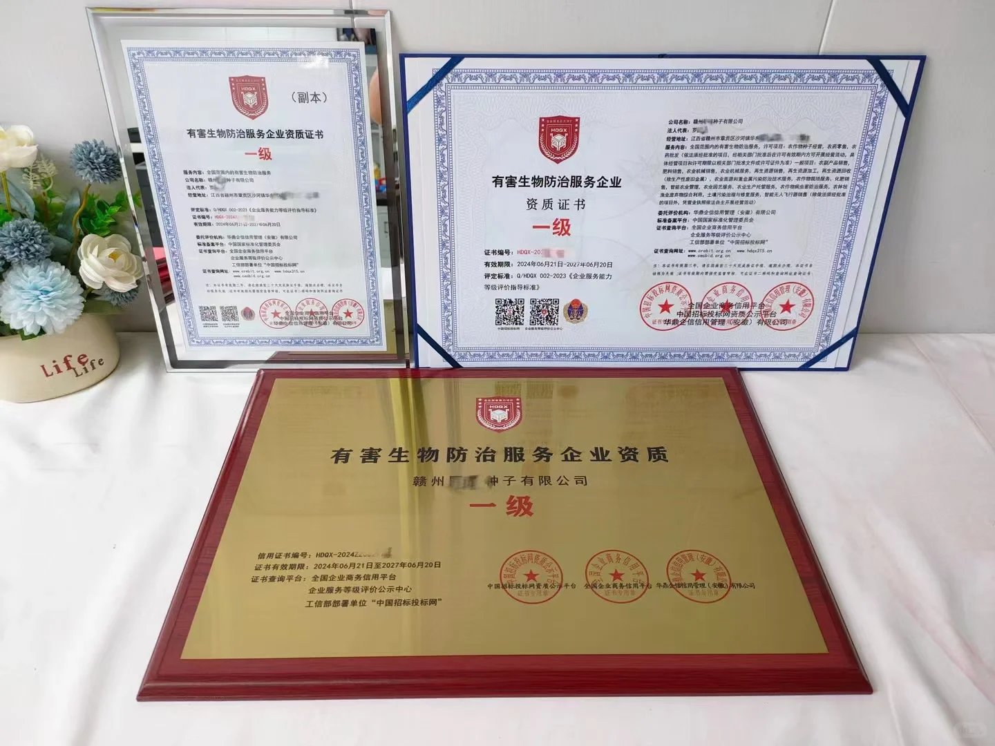 有害生物防治服务企业资质一级