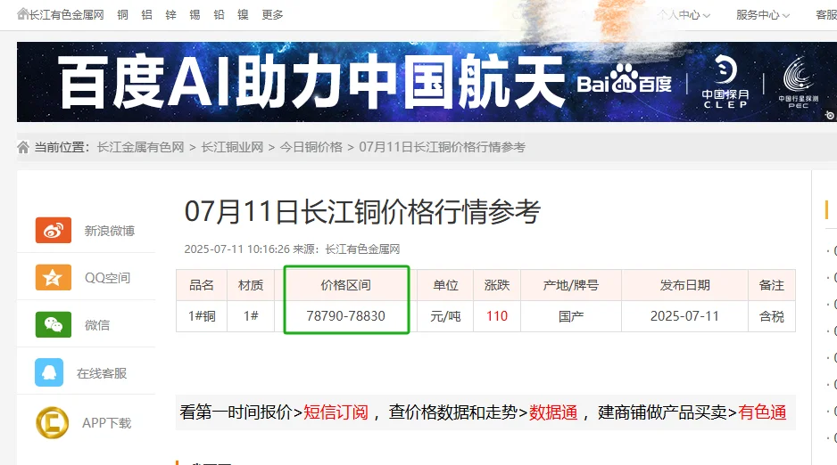 长江有色金属网-1#长江铜历史价格查询