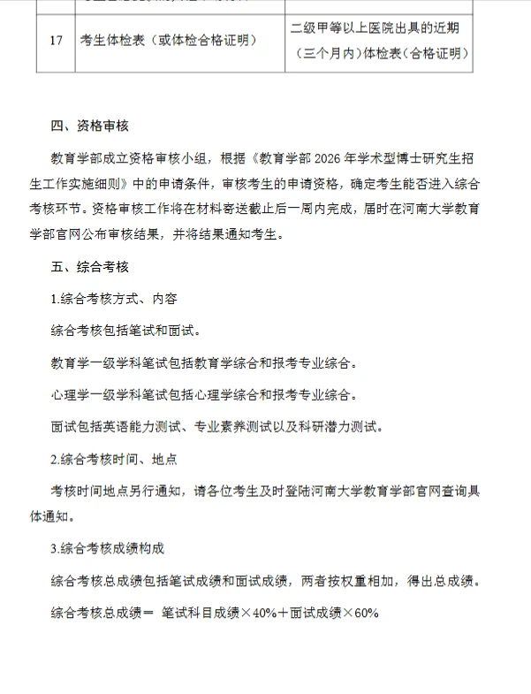 河南大学教育学部26年学术型博士招生简章！