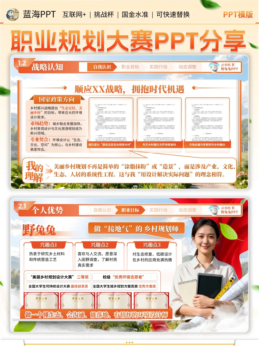 设计乡村振兴职业规划大赛ppt绝了?