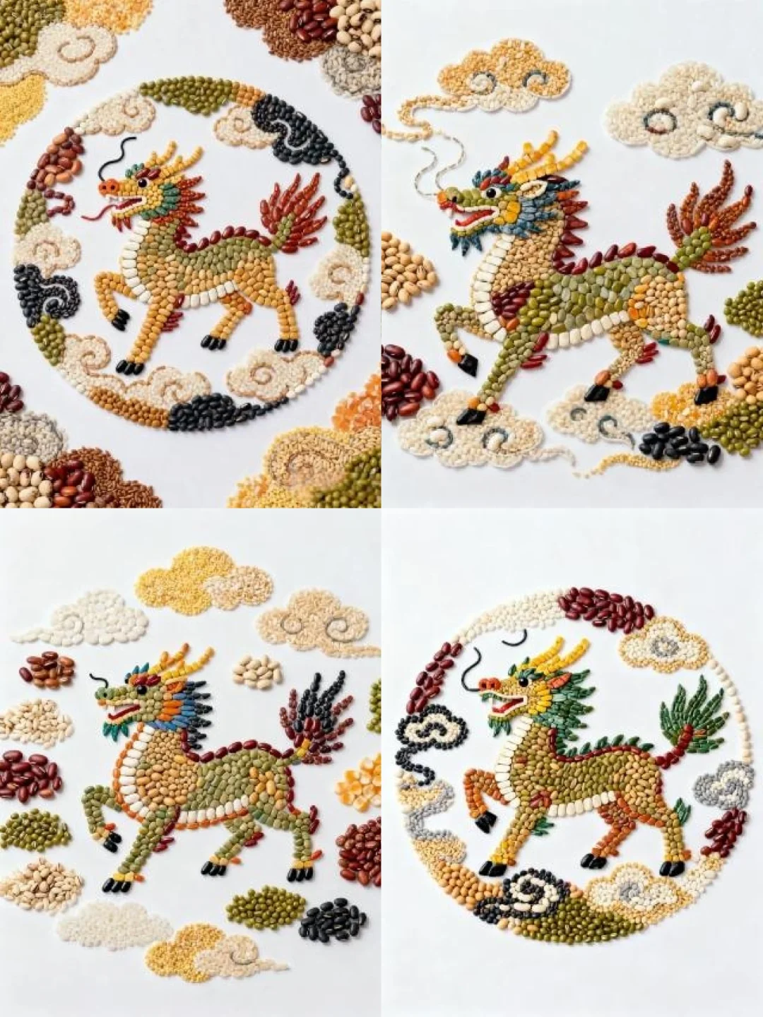 五谷杂粮拼贴画｜麒麟