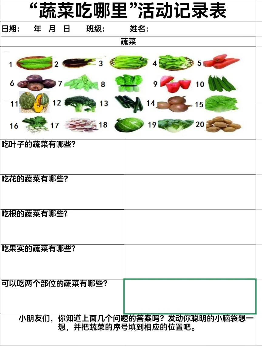 幼儿园孩子填的调查问卷表