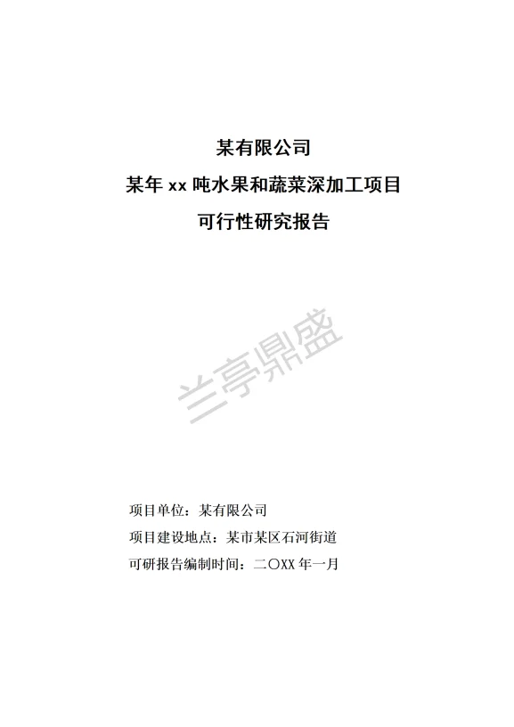 水果、蔬菜深加工项目可研报告