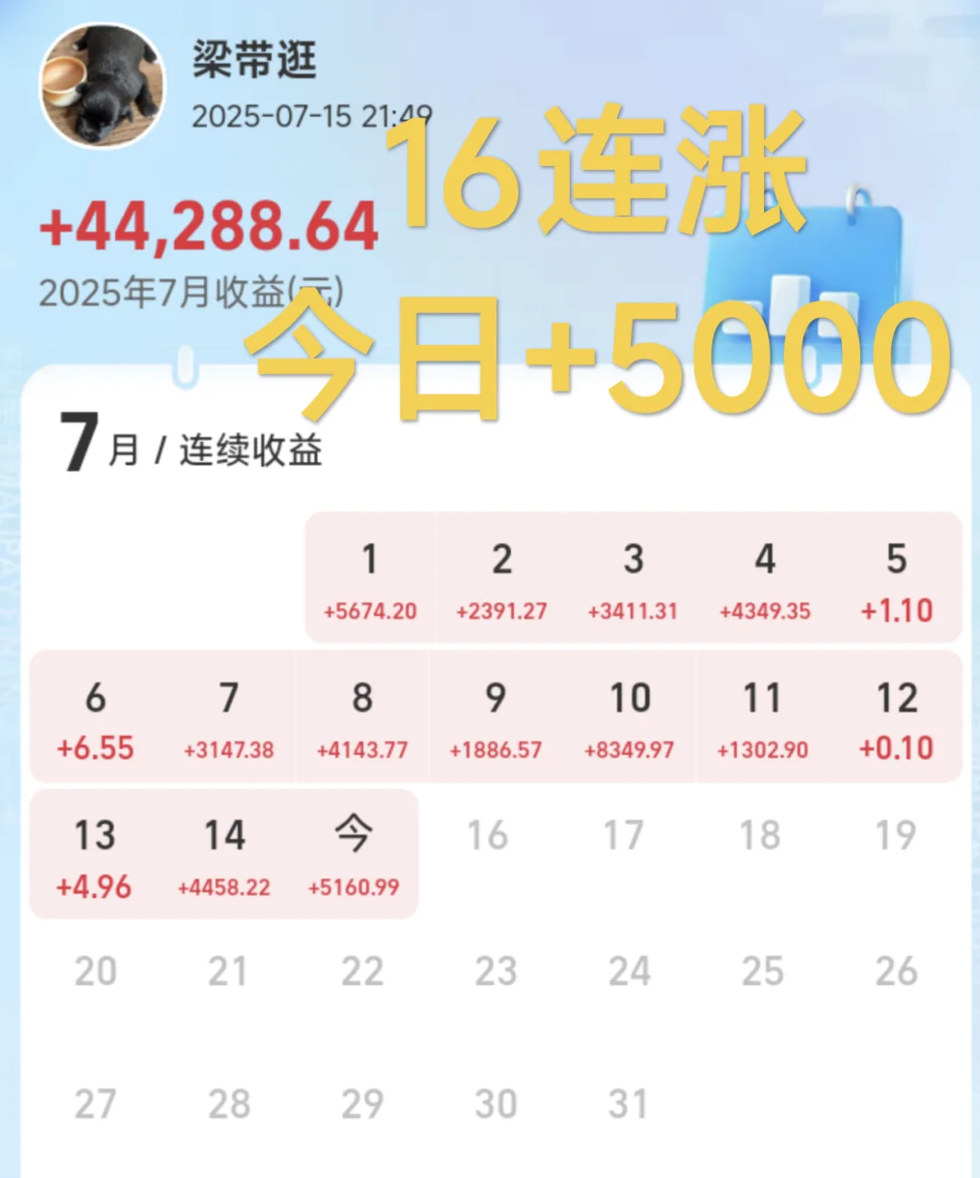 理财日记 +5000，16连涨，到底要不要辞职