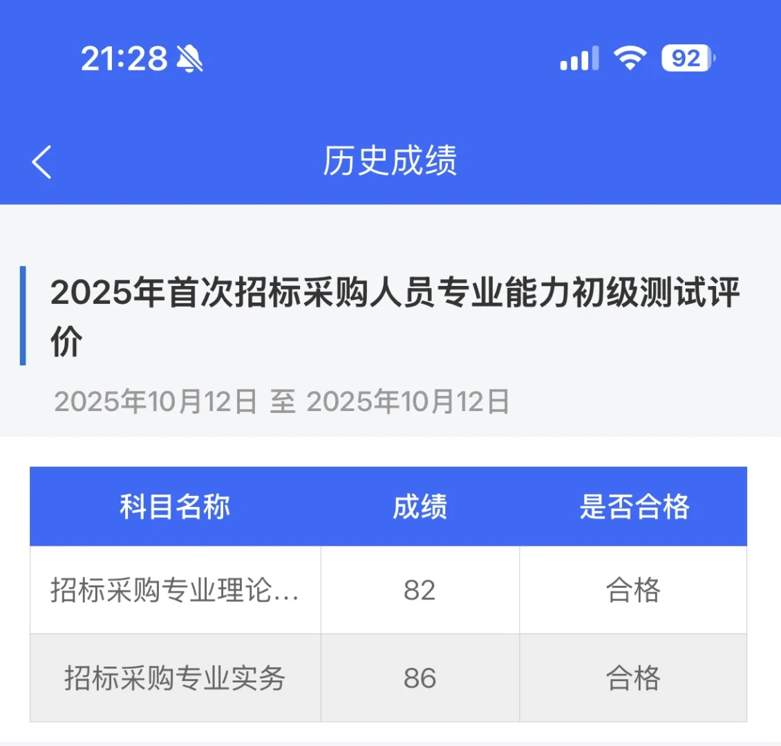 招采人员能力测评初级通过啦！