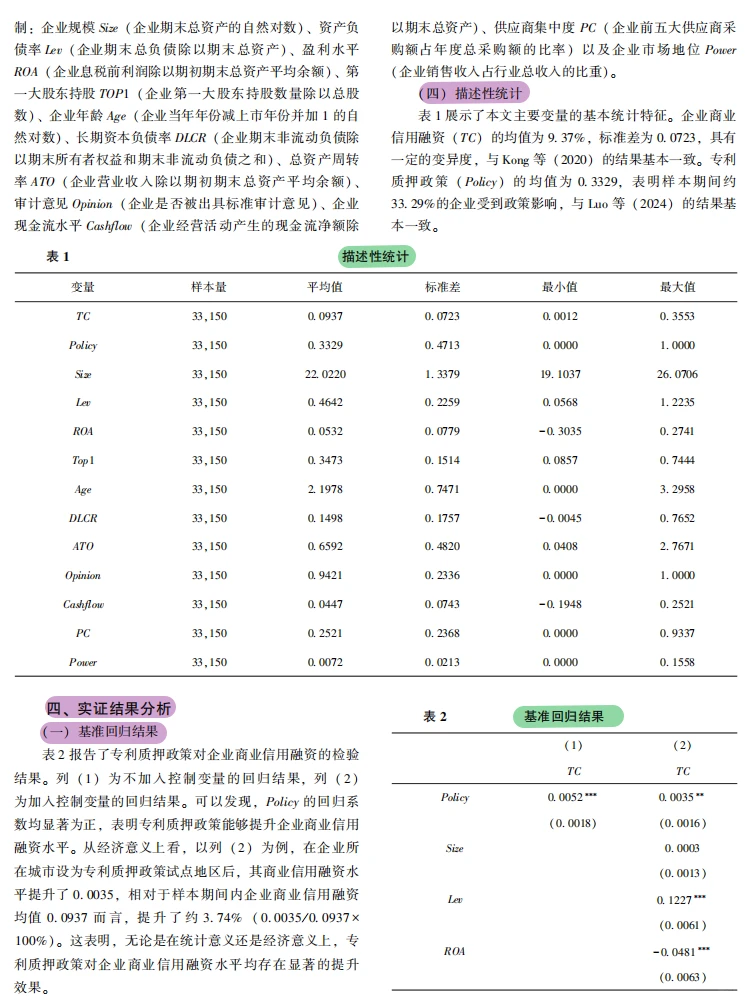 PSM-DID：专利质押拓宽企业商业信用融资路