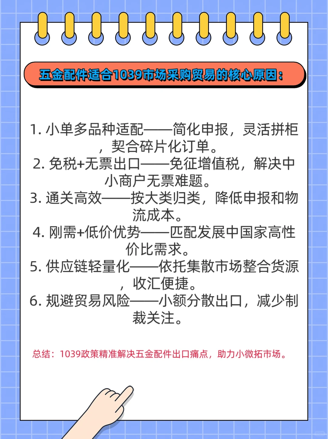 五金配件适合1039市场采购贸易的核心原因！