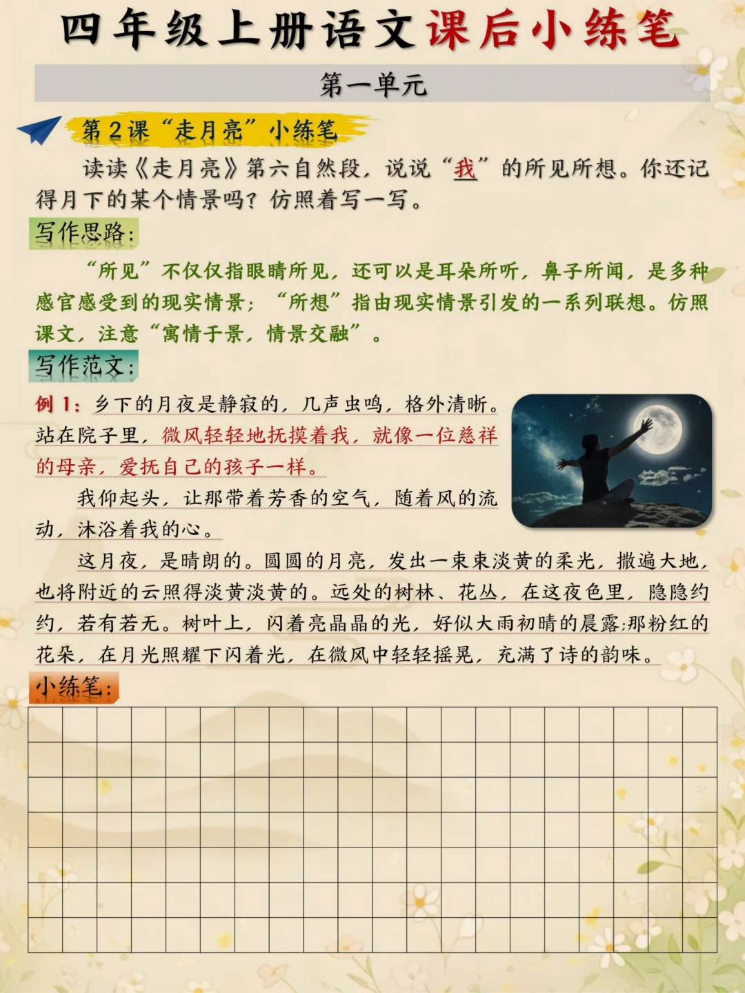 恶心但管用，四上语文课后小练笔暑假必练