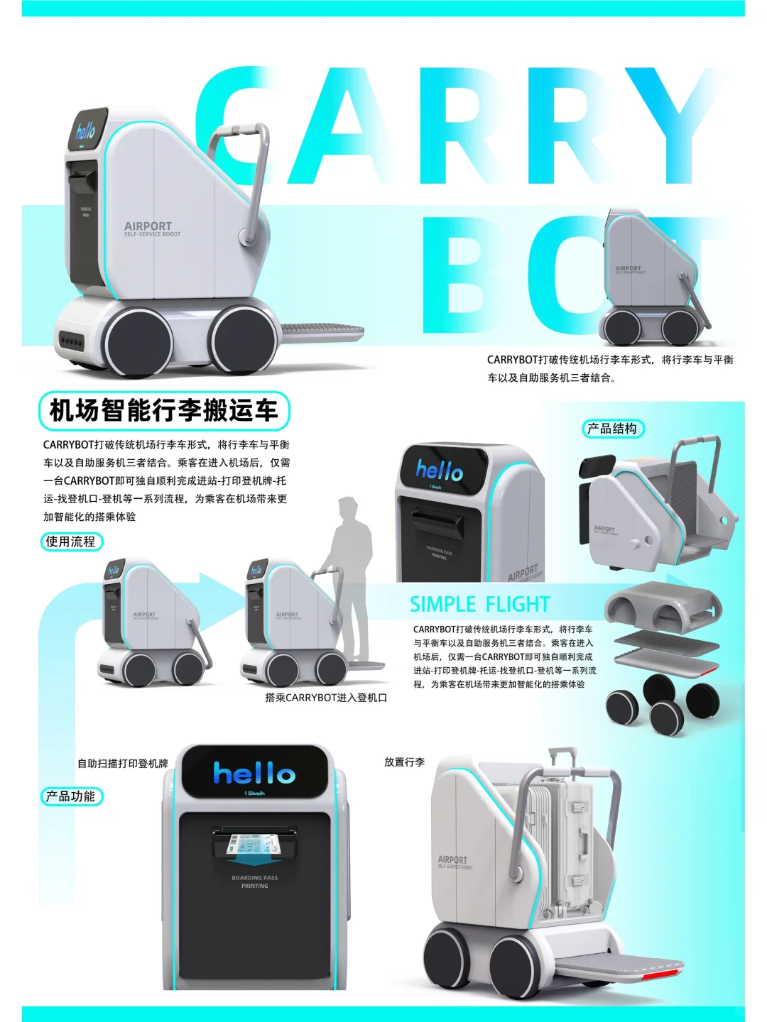 原创设计案例/机场一体智能行李搬运车设计