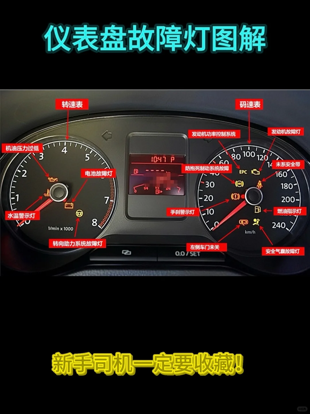 ?新手司机必存！汽车仪表盘故障灯图解！