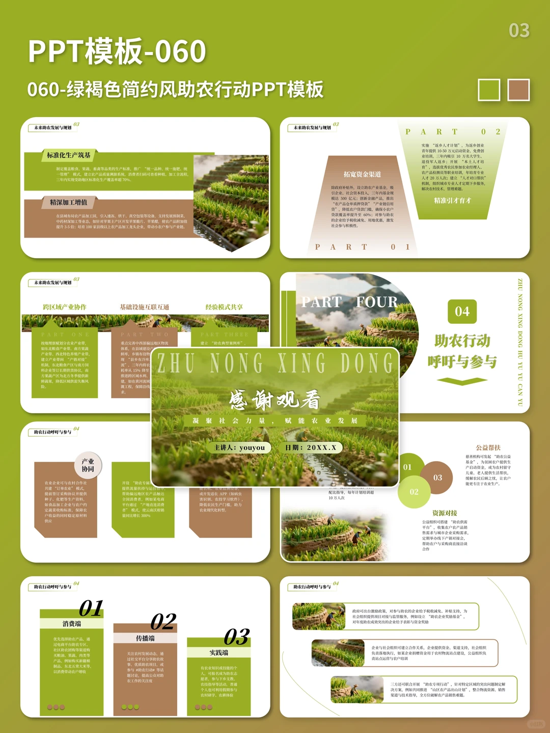 Vol.060助农行动PPT模板