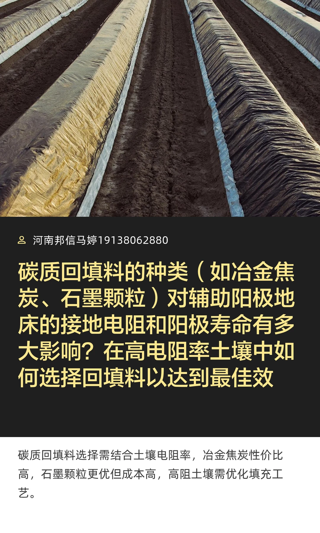 碳质回填料的种类（如冶金焦炭、石墨颗粒）