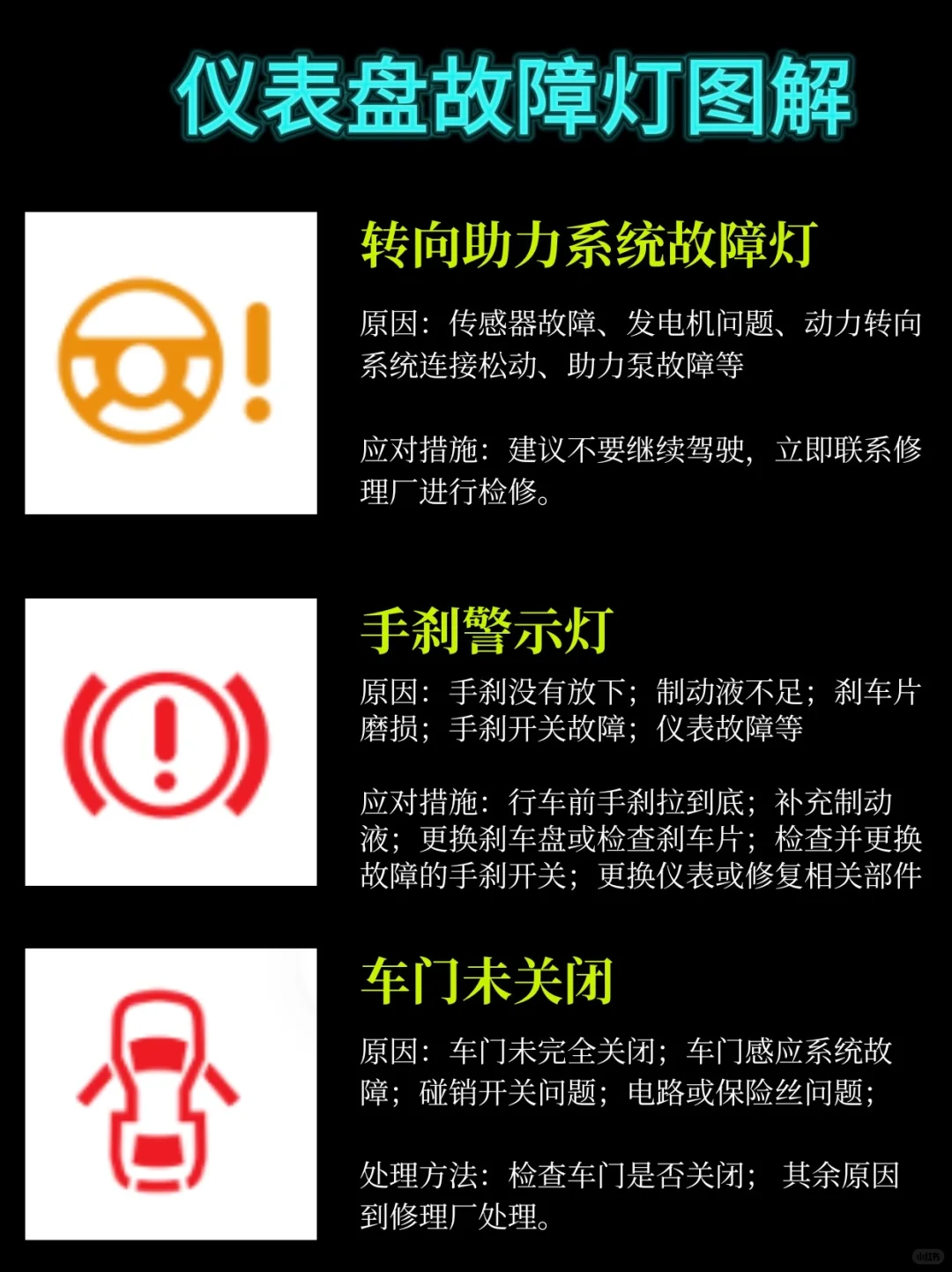 ?新手司机必存！汽车仪表盘故障灯图解！