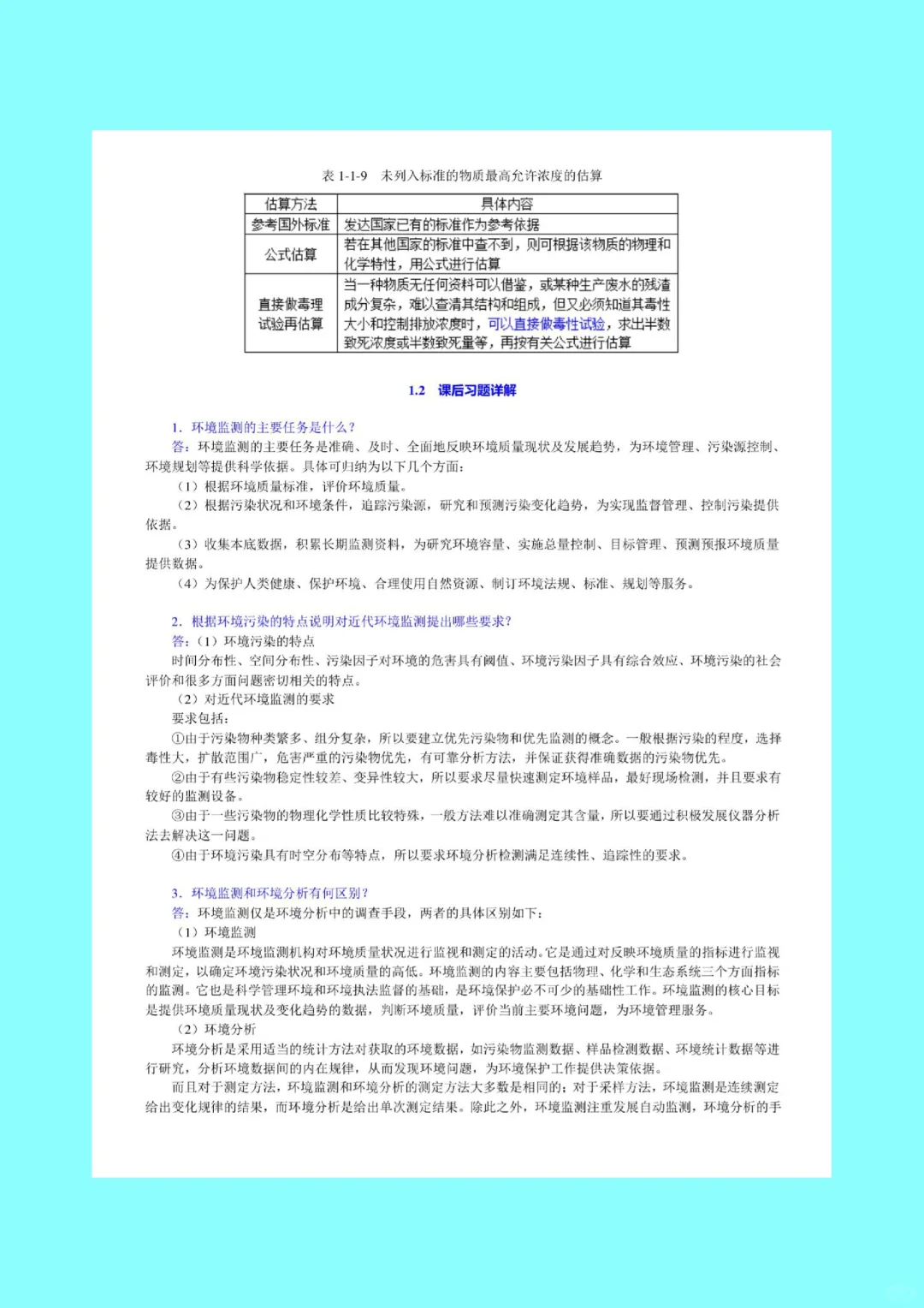 环境监测 课后习题 考研重点笔记