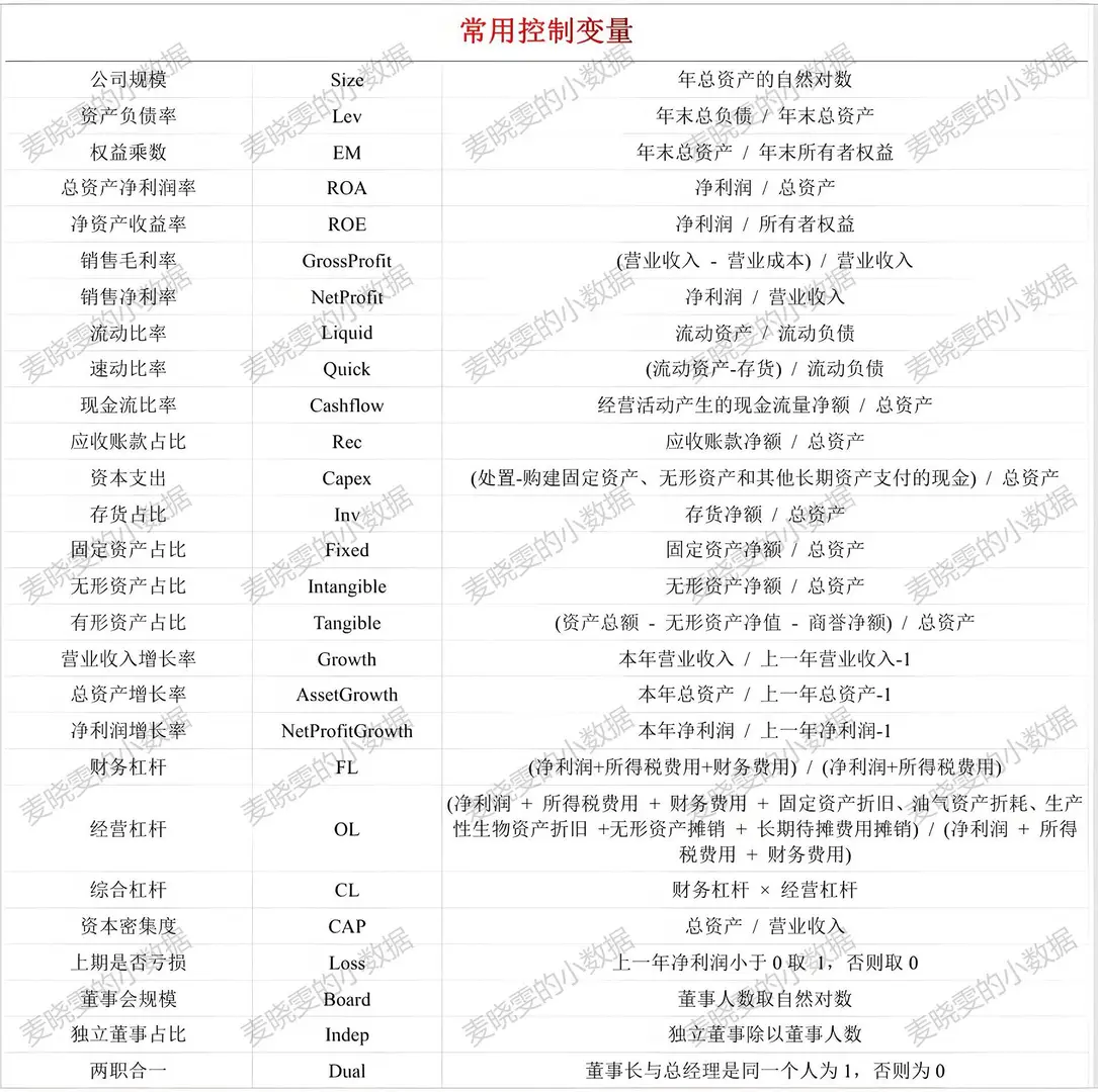 2006-2024年 上市公司-常用控制变量2.0