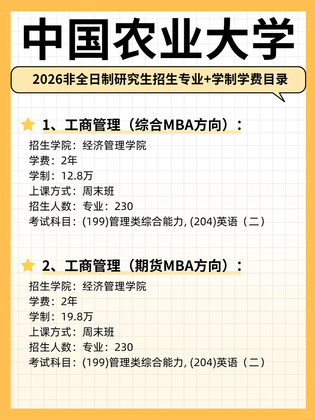 2026年中国农业大学非全日制研究生招生目录
