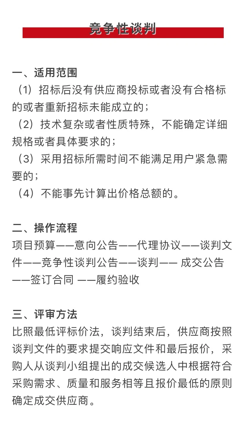 七种政府采购方式及评审方法