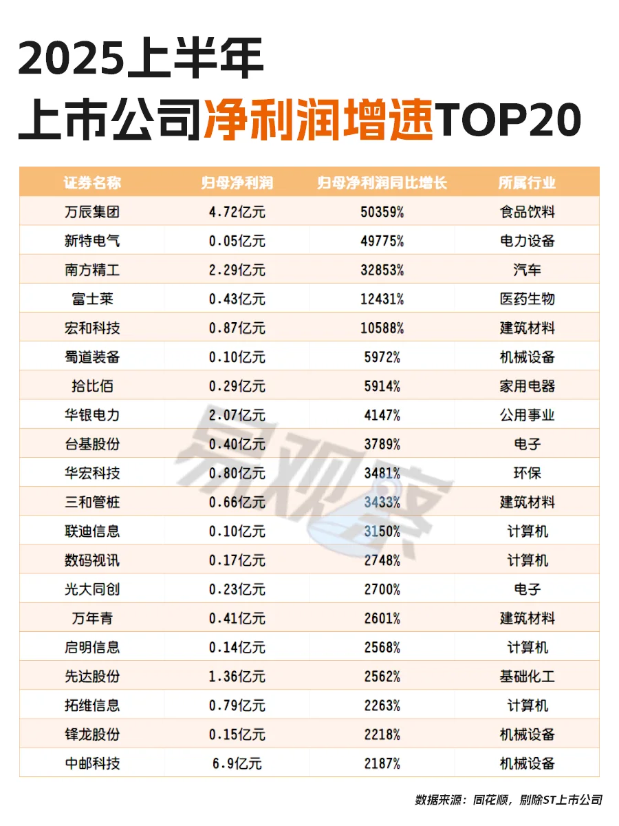 2025上半年，谁赚的多？谁亏得多？