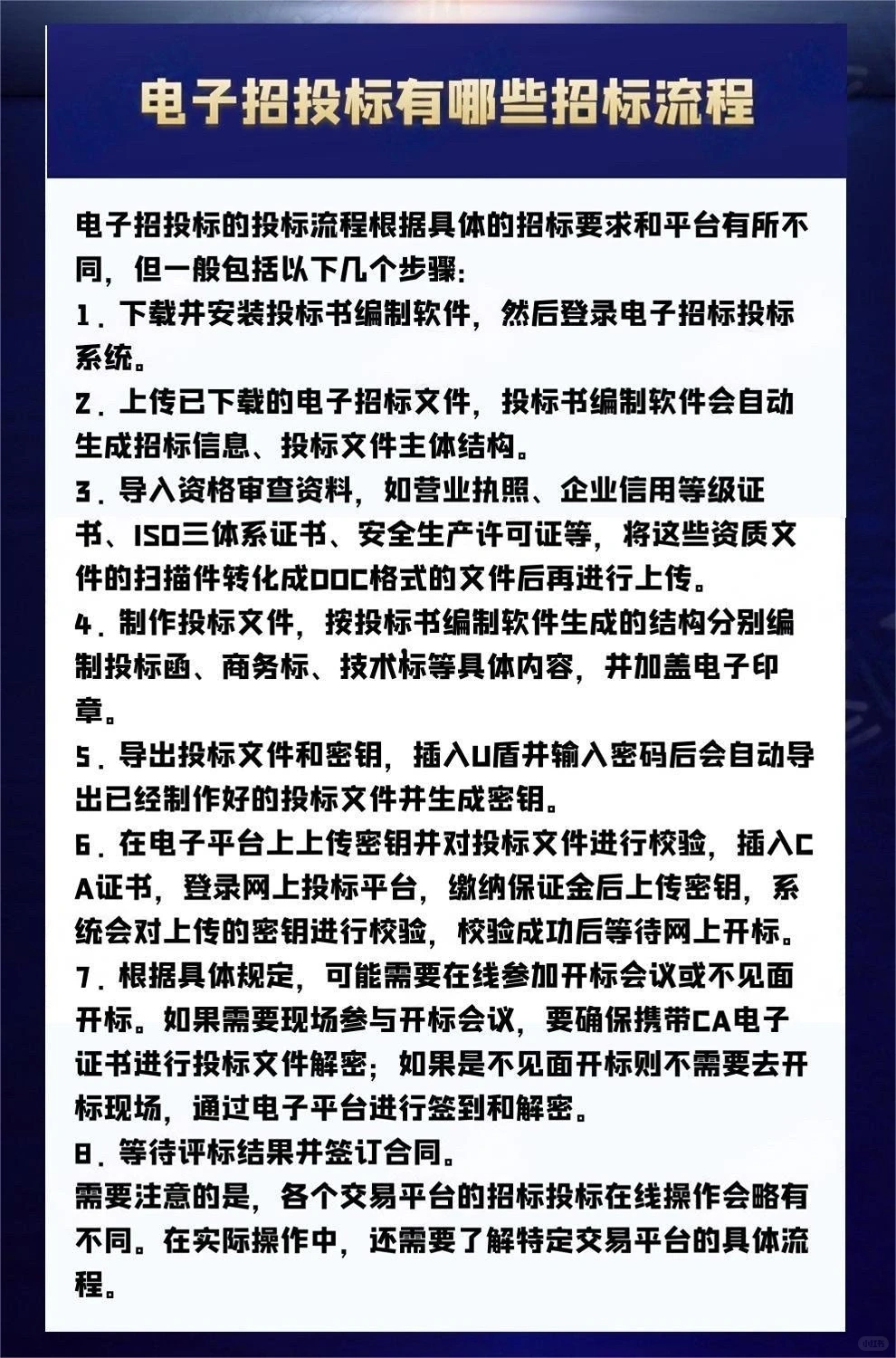 电子招投标有哪些招标流程