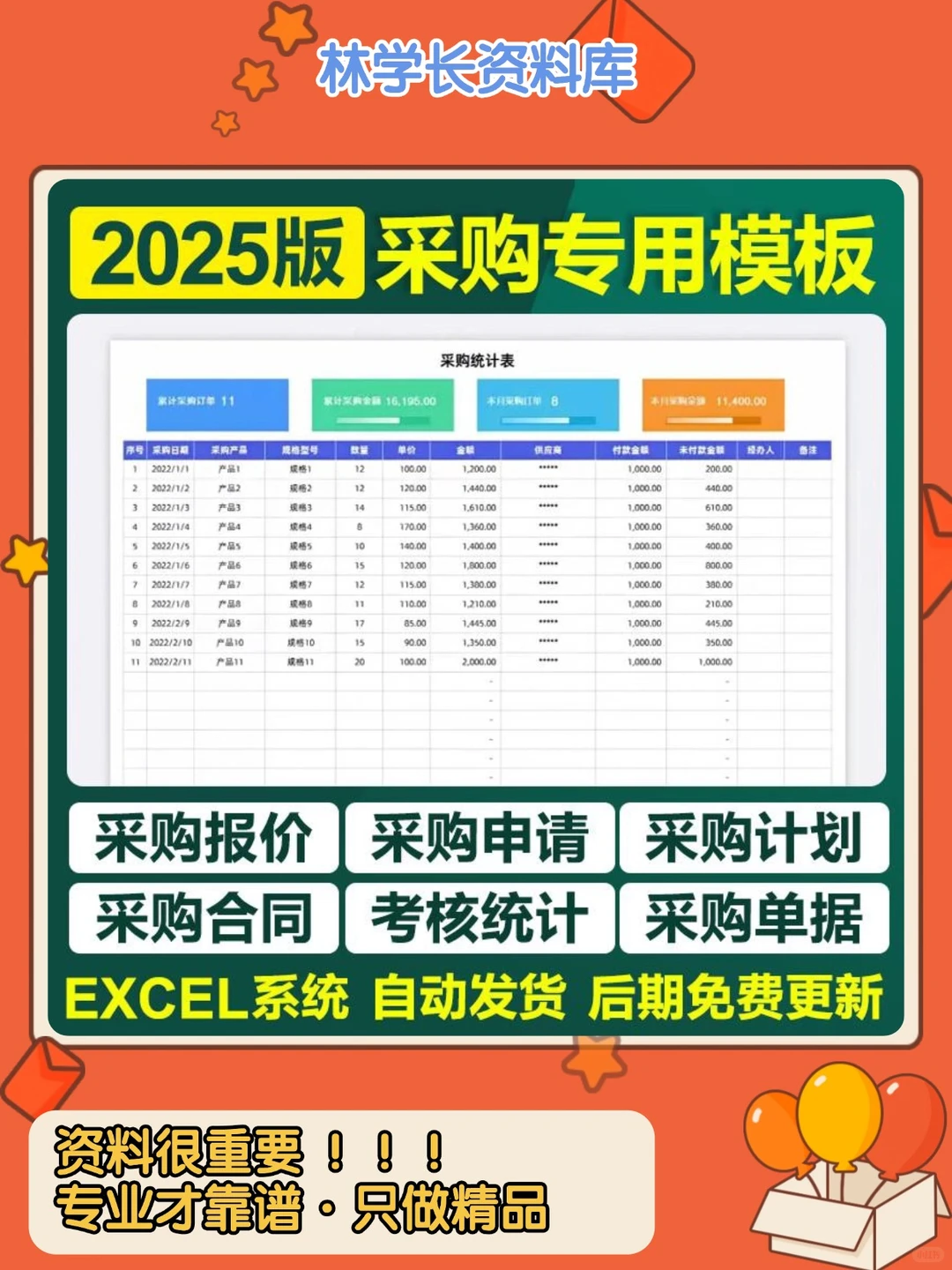 2025采购管理Excel表格系统模板
