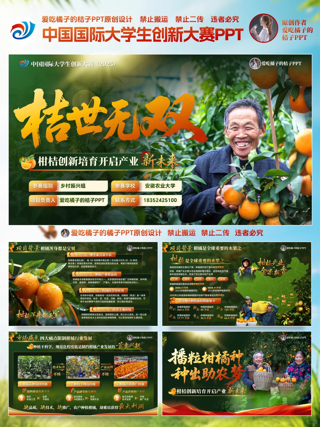 互联网➕大赛金奖红旅赛道乡村振新PPT模板