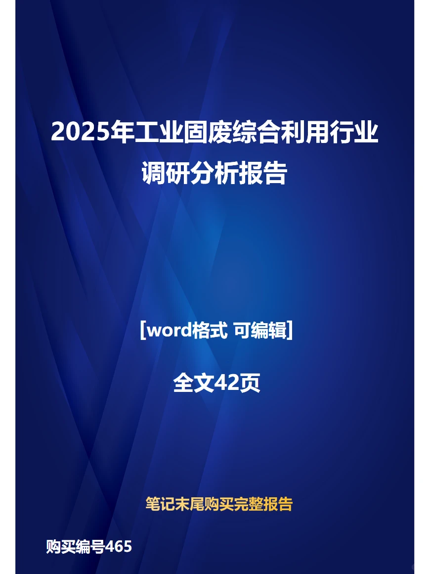 2025年工业固废综合利用行业调研分析报告