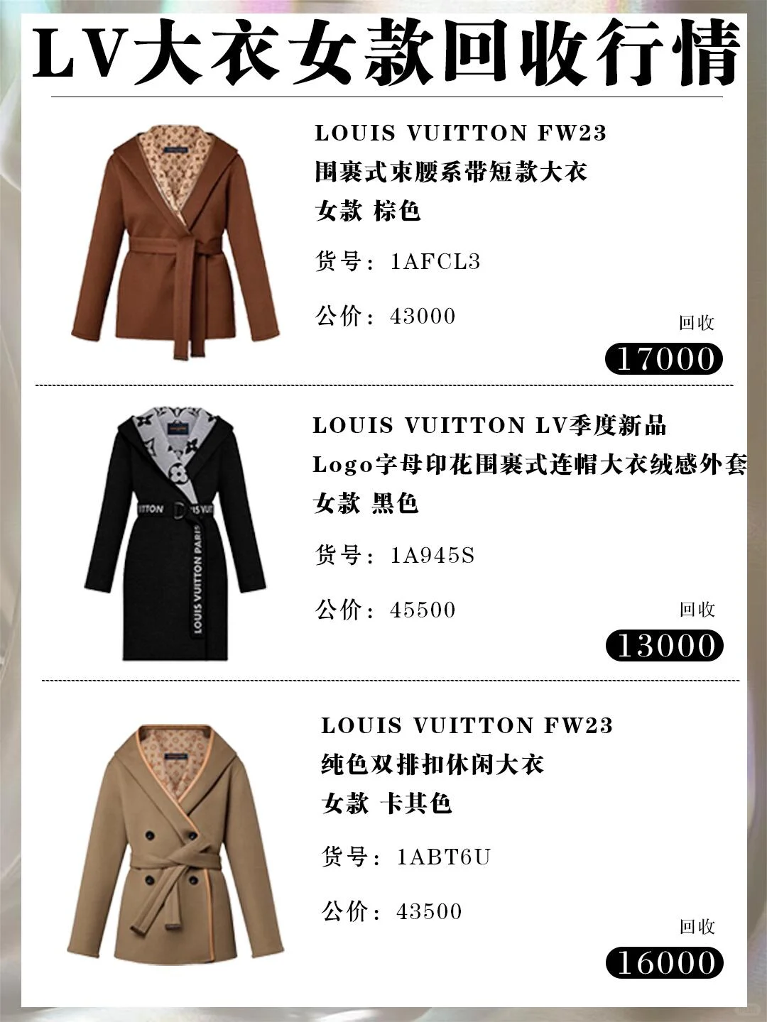 ?LV大衣女款真实回收行情!发图速估价!
