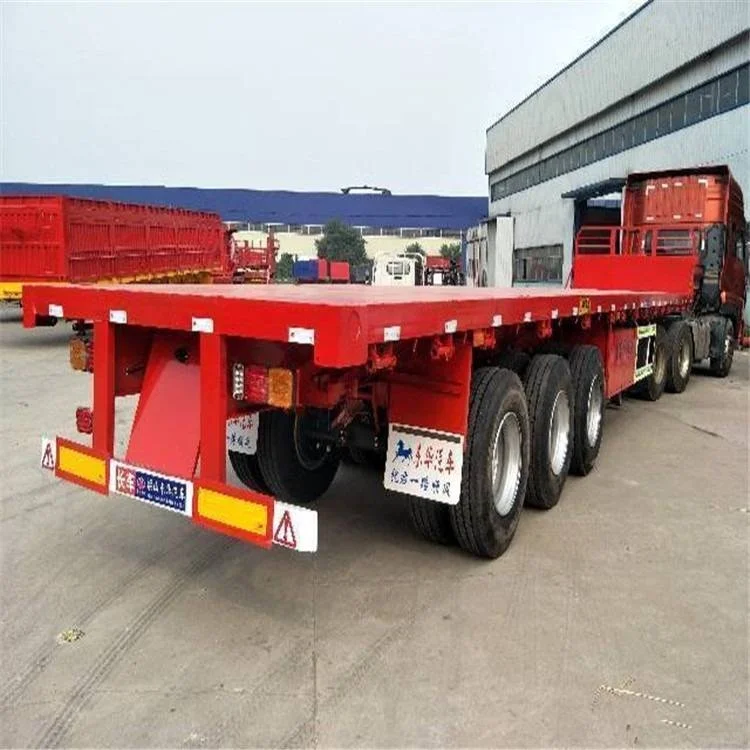 无栏板平板半挂车