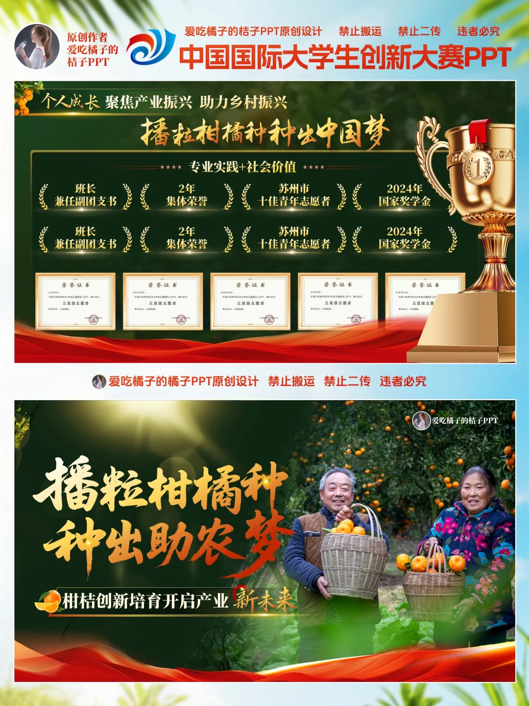 互联网➕大赛金奖红旅赛道乡村振新PPT模板