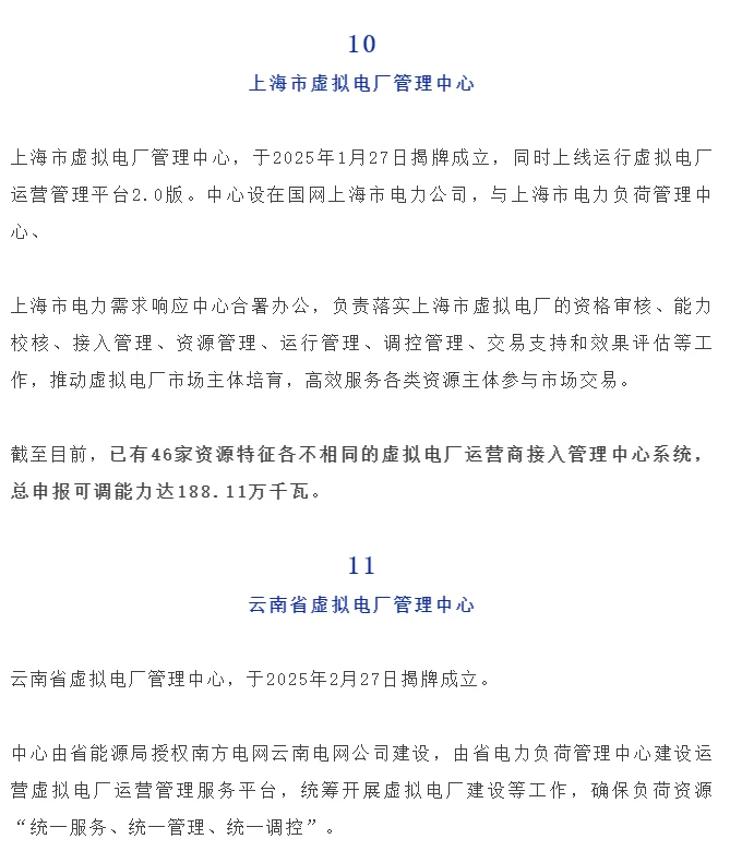 全国11家虚拟电厂管理中心梳理+全国之最！