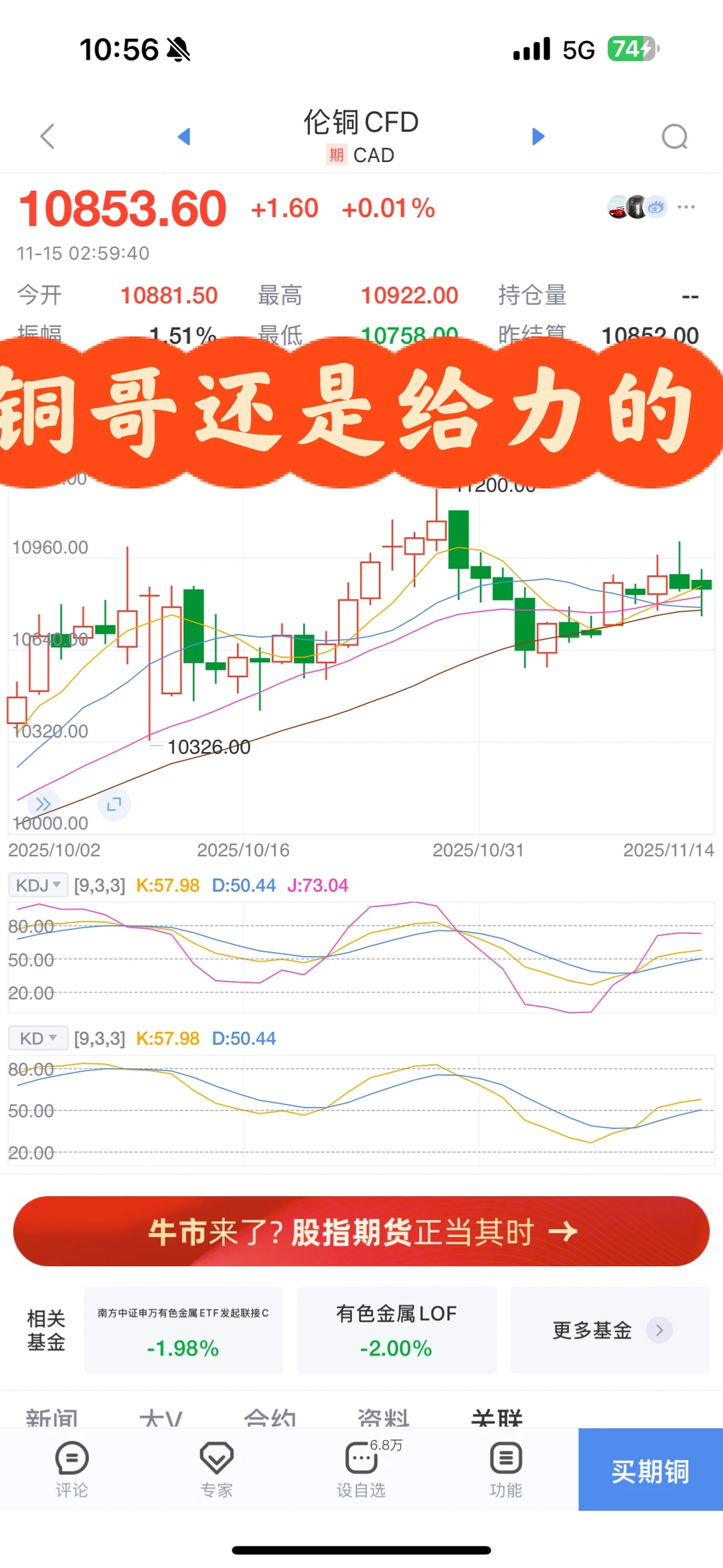 11.14 夜盘铜和金,刺激