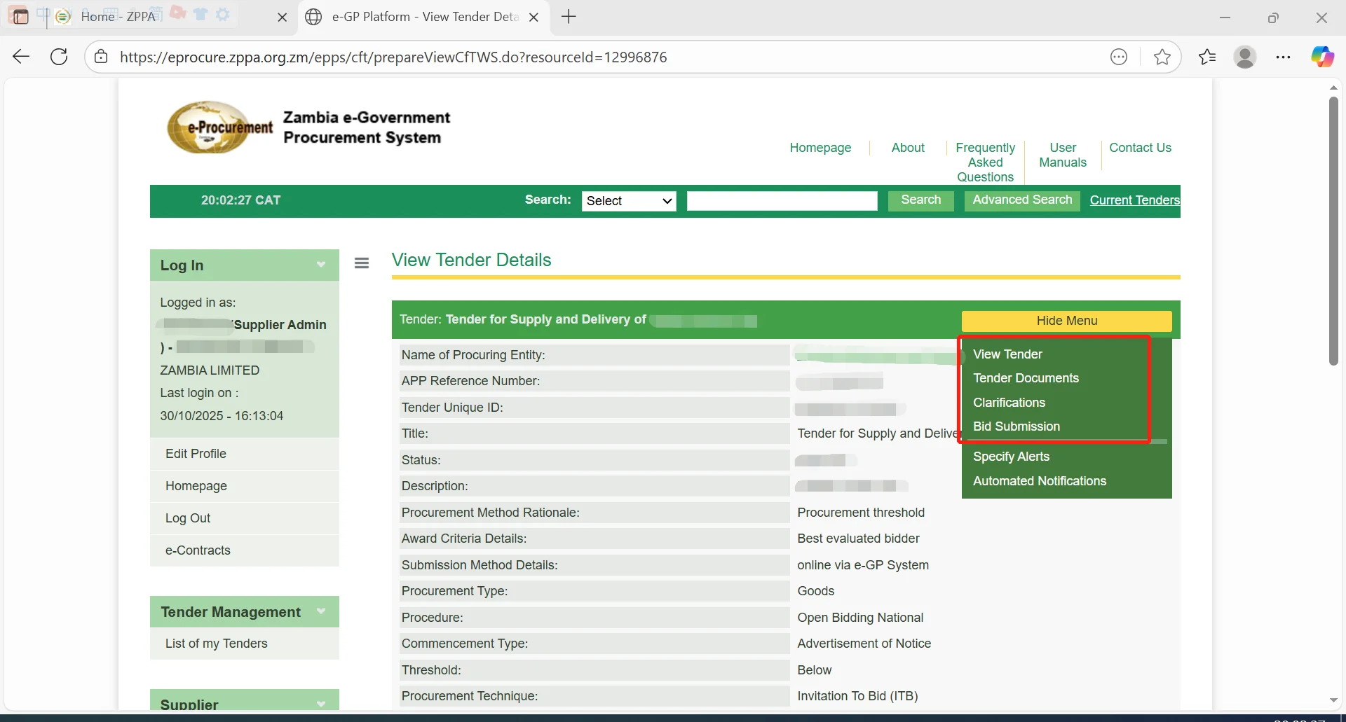 赞比亚工作攻略之Egp线上招投标