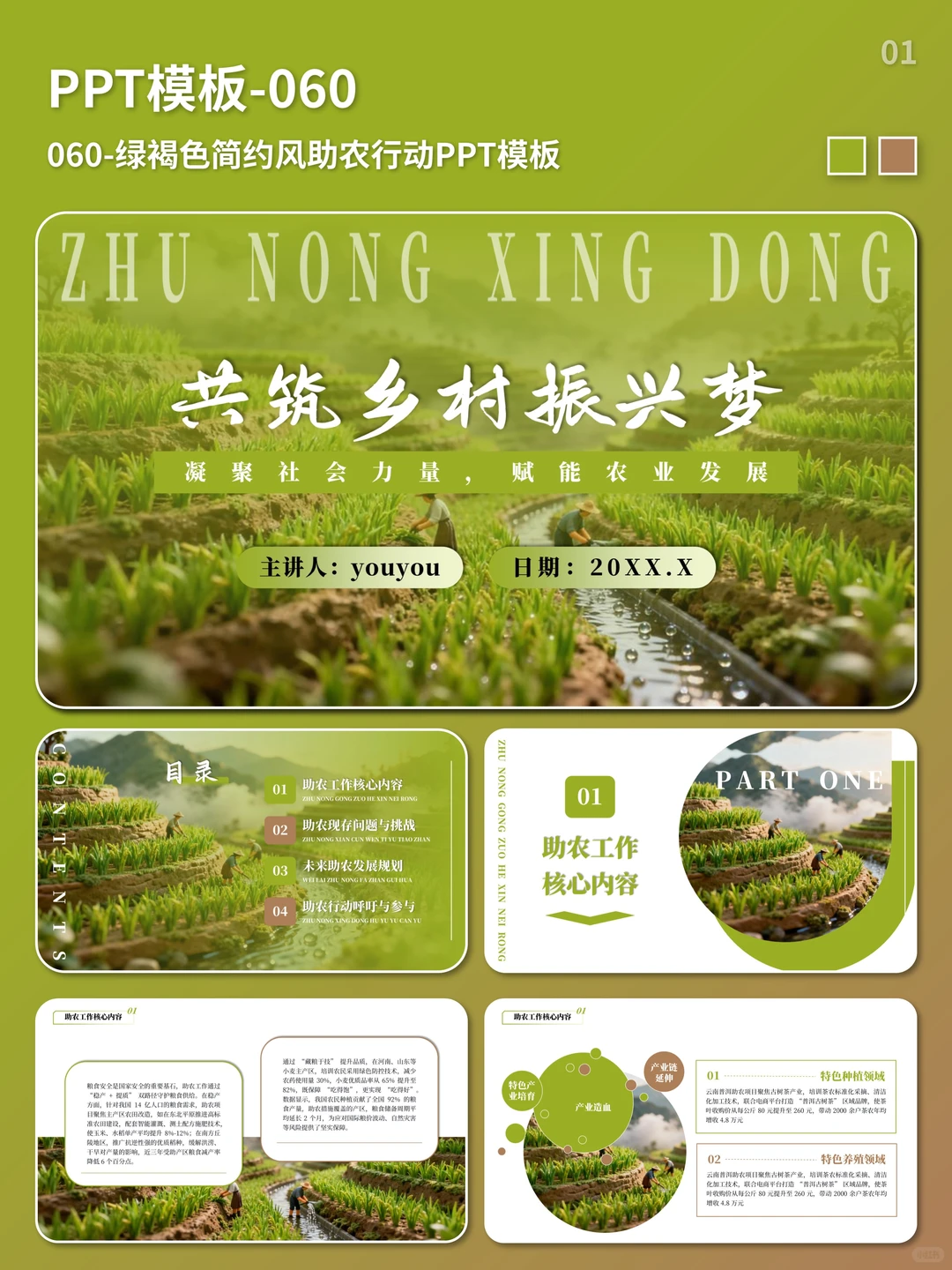 Vol.060助农行动PPT模板