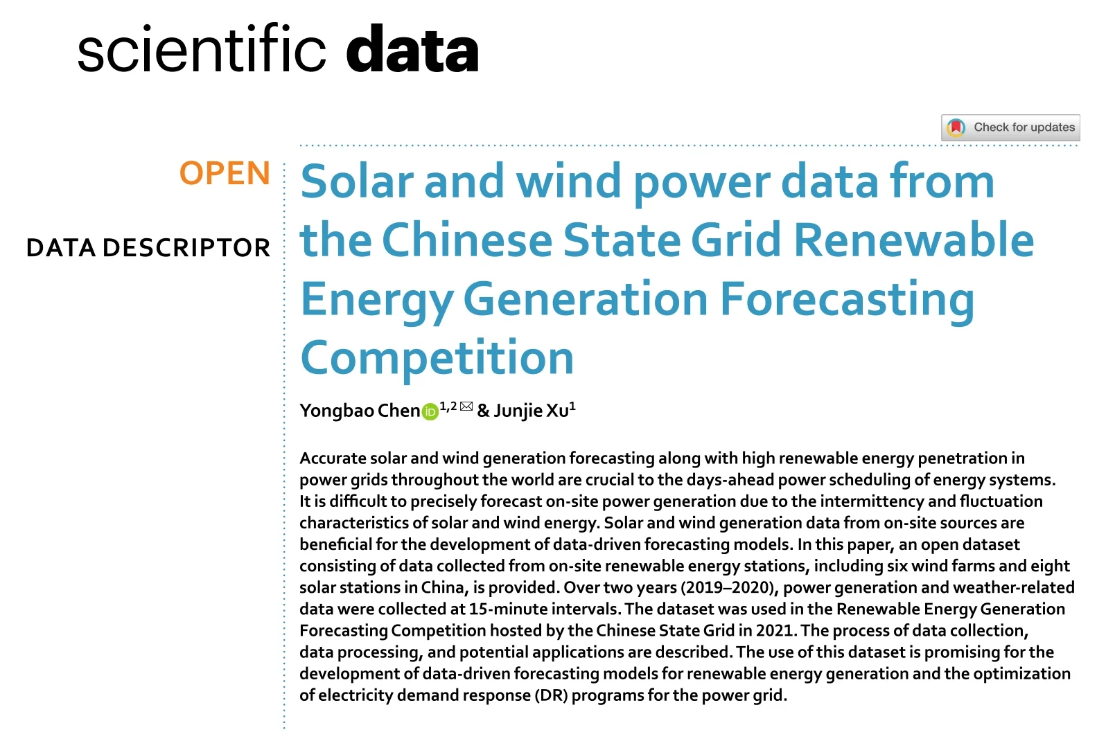 ?国家电网公开太阳能和风能发电数据集