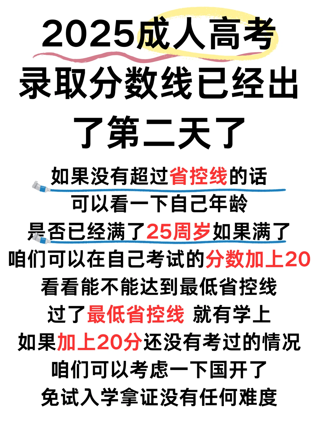 成人高考分数线已出!没过线的宝子看这里