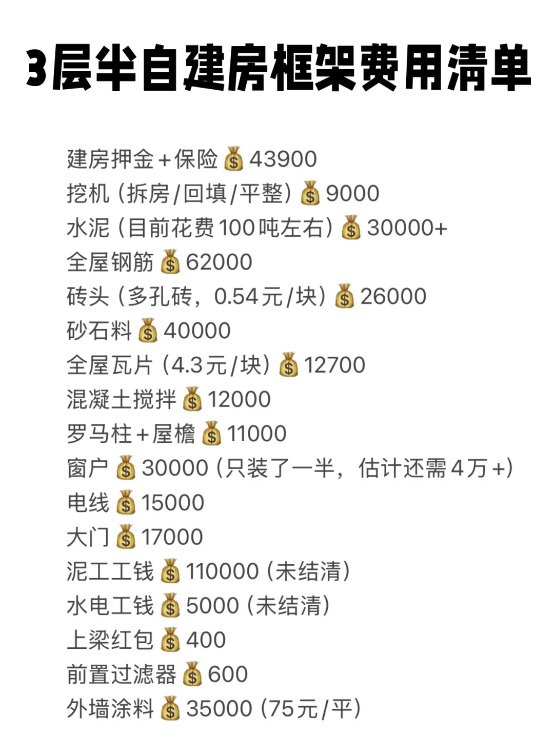 45万｜浙江农村三层半自建房毛坯主体完工！