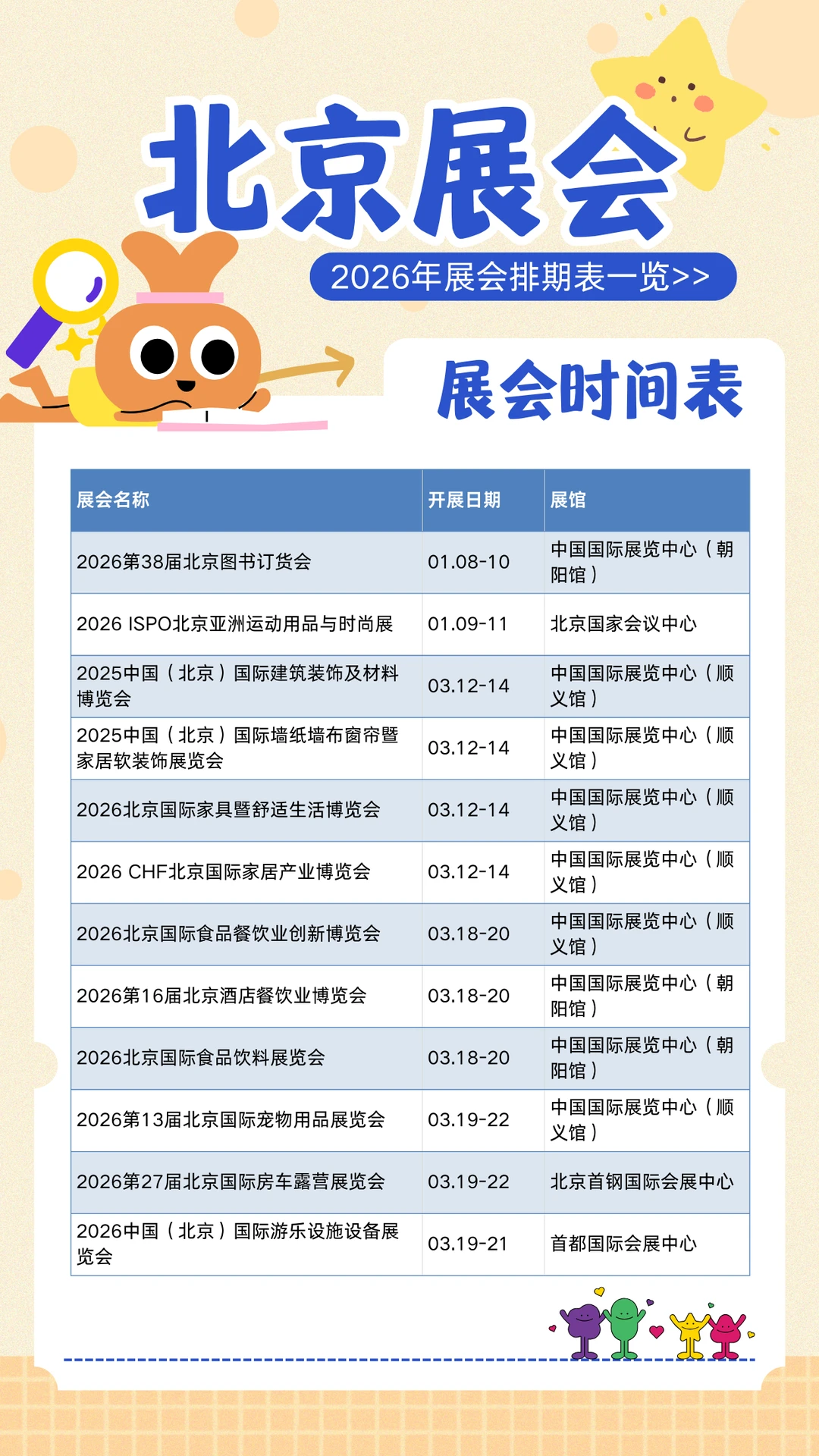 2026年北京展会1-3月时间表