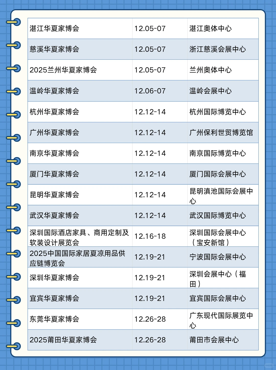 【11-12月】全国家博会2025时间表