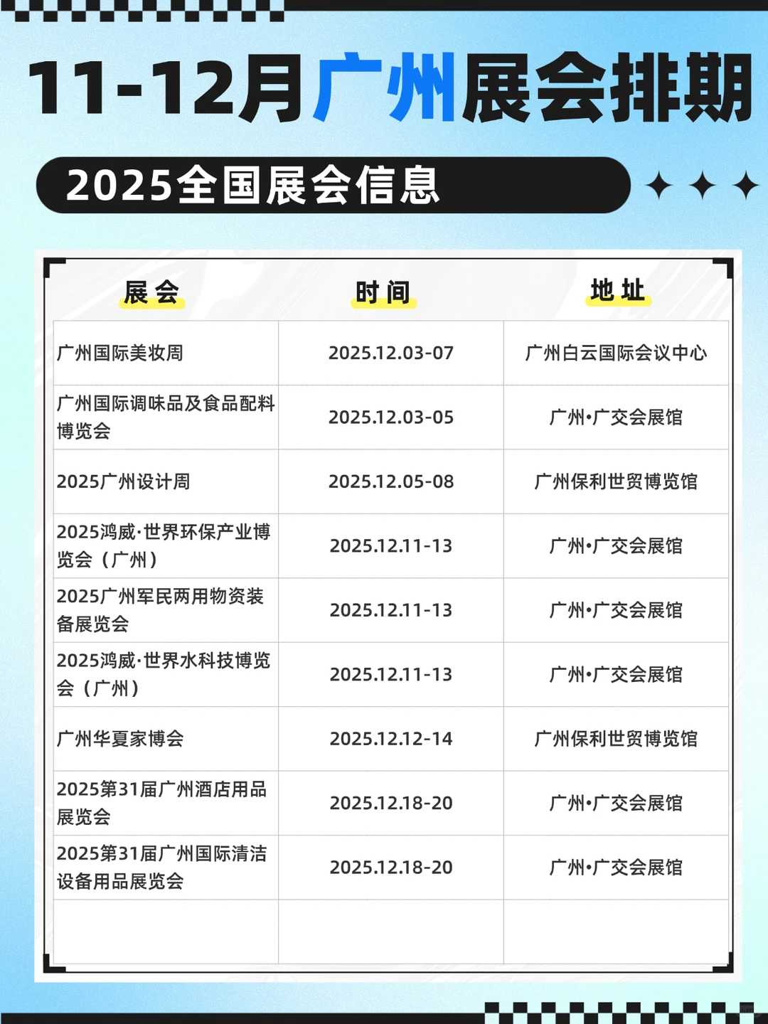 11月-12月广州展会排期表汇总！最新