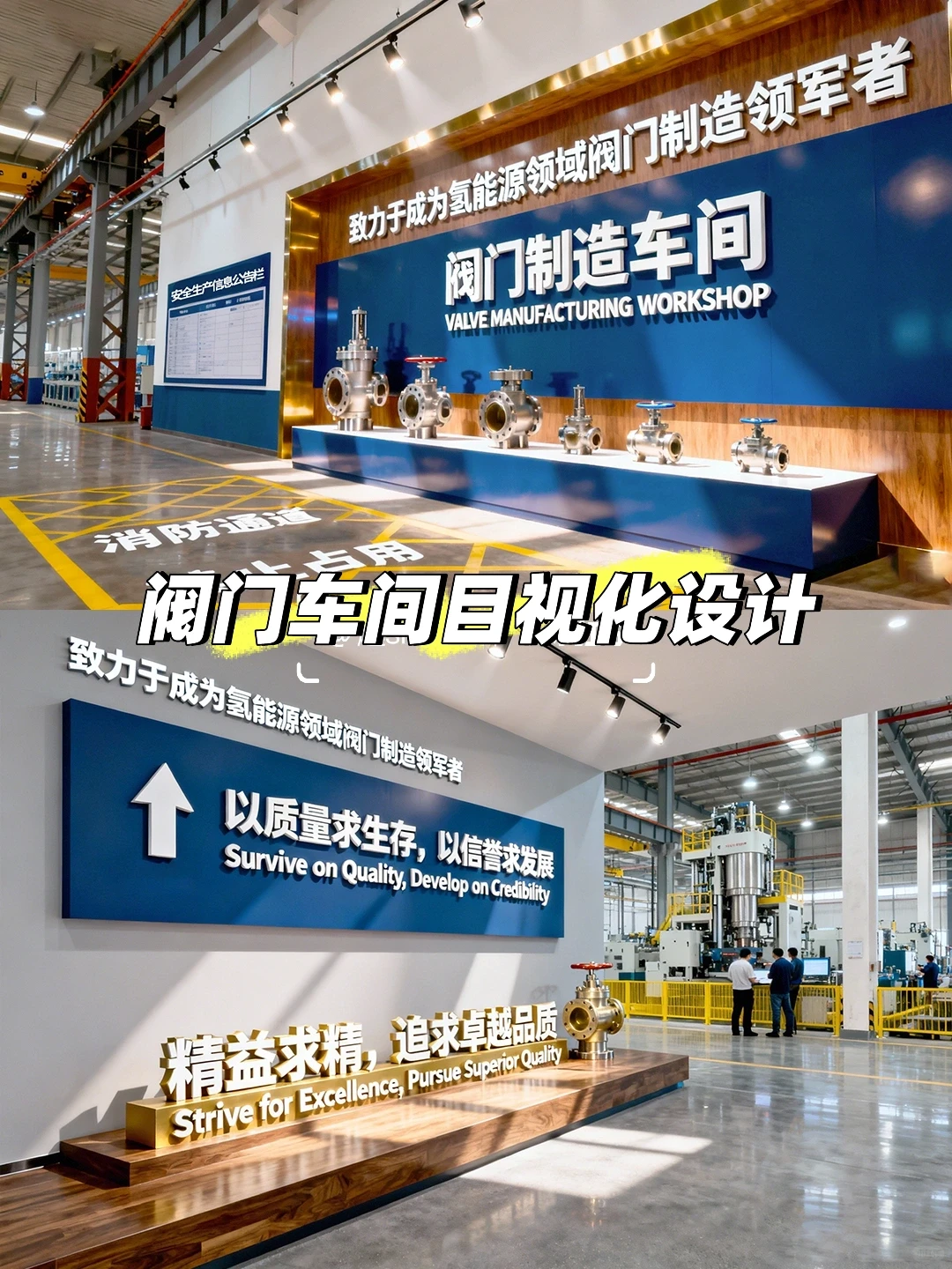 阀门车间目视化设计天花板 | 蓝白调很高级
