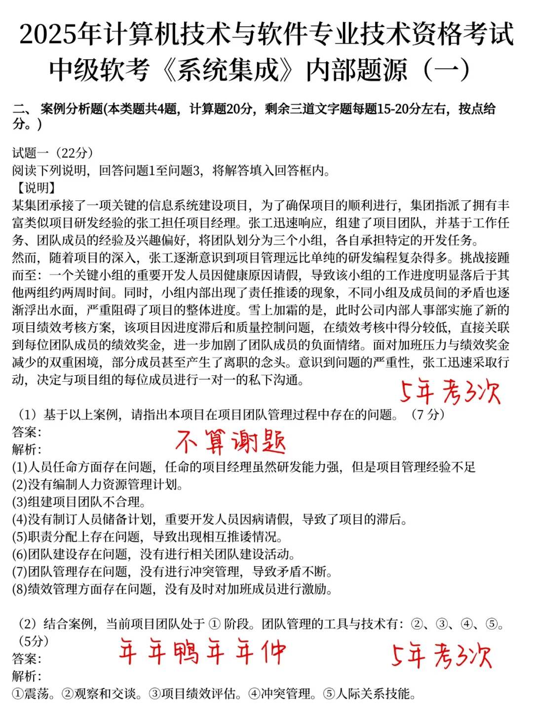 提醒这周六中级软考裸考的，就背这2套卷