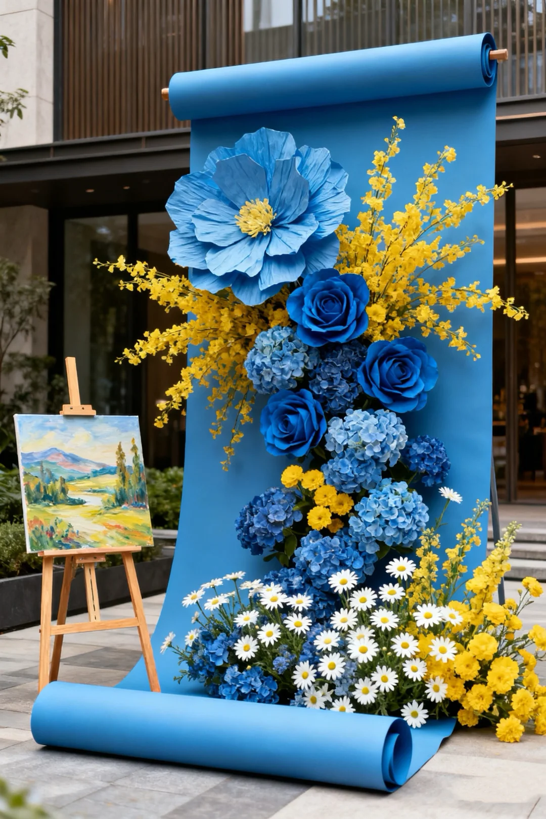 艺术卷轴搬进现实,蓝调花艺美陈太绝了